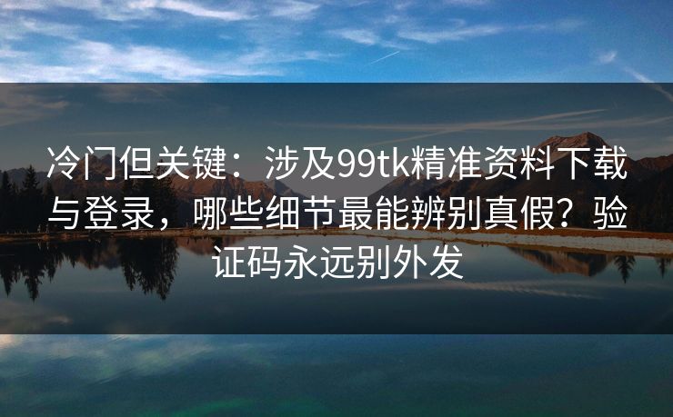 冷门但关键：涉及99tk精准资料下载与登录，哪些细节最能辨别真假？验证码永远别外发
